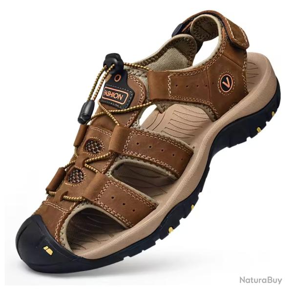 SANDALES Homme Cuir Marron du 38 au 48