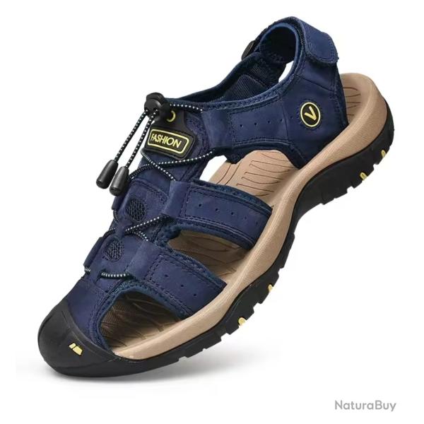 SANDALES Homme Cuir Bleu du 38 au 48