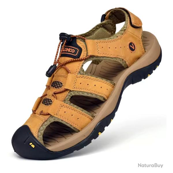 SANDALES Homme Cuir Camel du 38 au 48
