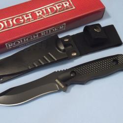 Couteau de Botte Survie Rough Rider Lame Acier Inox Black Manche Plastique Housse Nylon