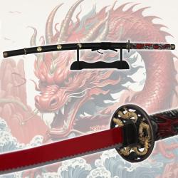 Katana Japonais en acier Dragon Rouge Zhulong