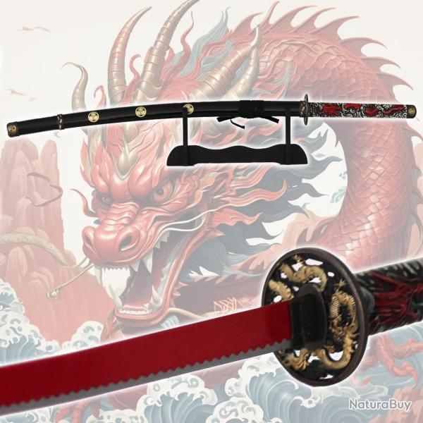 Katana Japonais en acier Dragon Rouge Zhulong