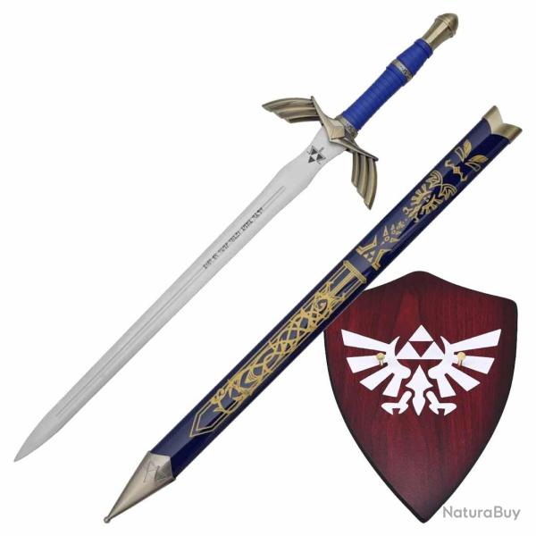 Combo Zelda Skyward Sword - Master Sword Blue de Link en Bois + Support