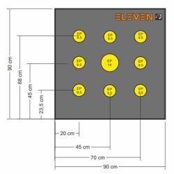 ELEVEN - Cible Mousse Polyfoam 90x90x22-8 Centres&nbsp;9.5 et 1 de 14.5 cm