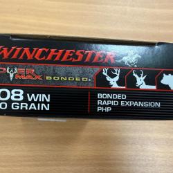 VENTE FLASH WINCHESTER CAL 308 WIN  POWER MAX BTE DE 20 BALLES VENDU PAR 2 BTES FRAIS DE PORT OFFERT