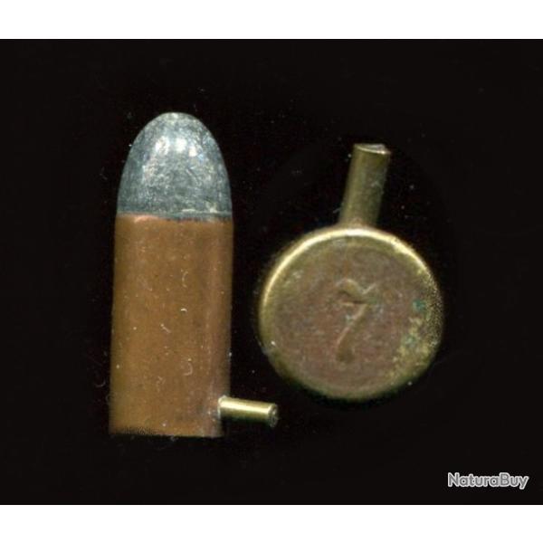 9 mm � broche - balle plomb - marquage : 7 en relief au centre du culot