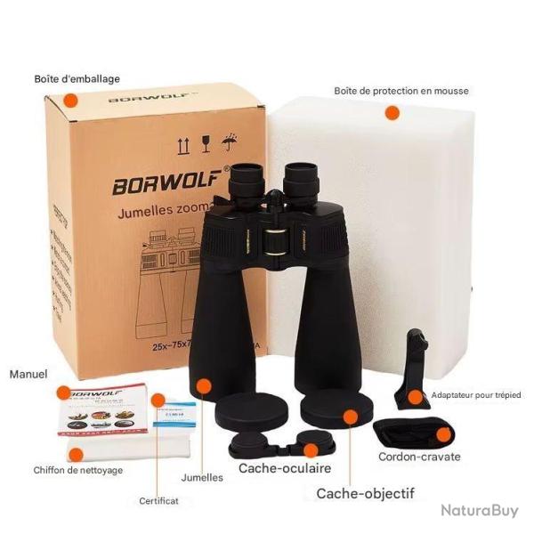 Jumelles Borwolf 25X75X70 Grossissement Variable Haute Luminosit� *Ench�re* Observation Nature