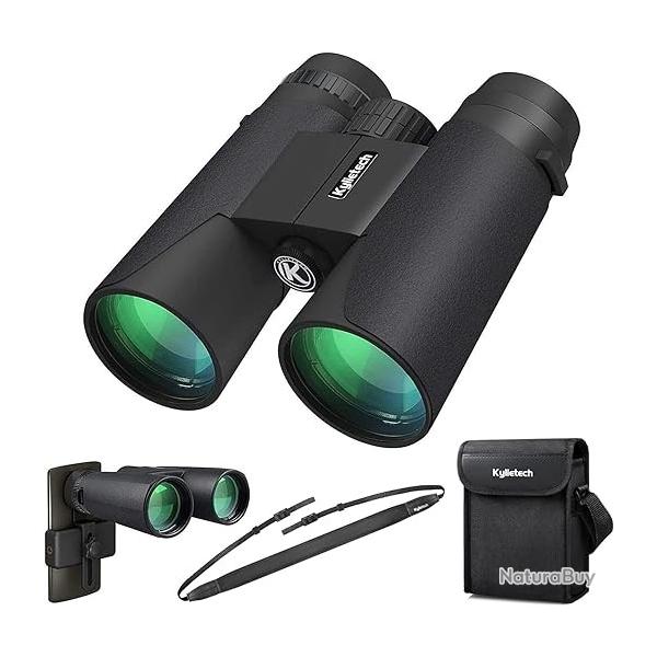 Jumelles pour Adultes12 x 42 avec BAK4 Prism, FMC lentille, Grande oculaire, Adaptateur Smartphone