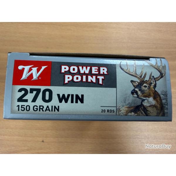 VENTE FLASH WINCHESTER CAL 270 WIN POWER POINT 150 GRAINS VENDU PAR 2 BTES FRAIS DE PORT OFFERT