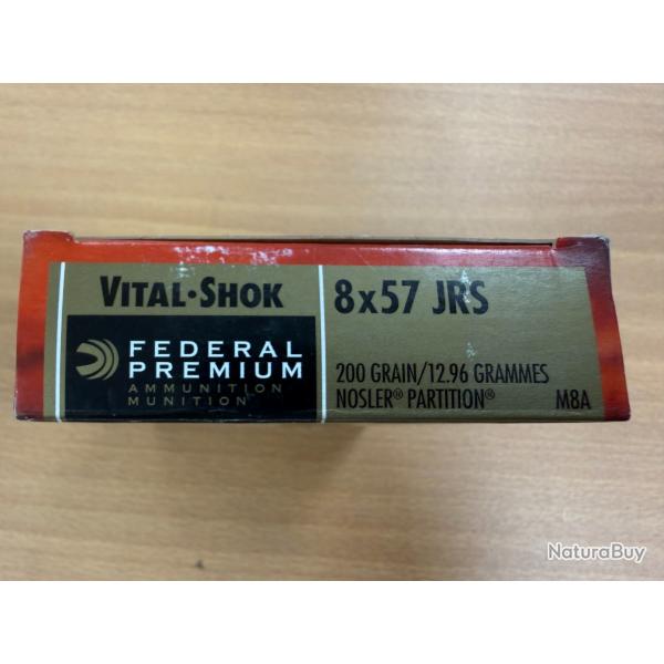 VENTE FLASH FEDERAL CAL 8X57 JRS 13G NOSLER PARTITION VENDU PAR 2 BTES FRAIS DE PORT OFFERT