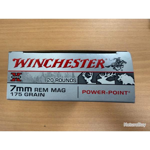 VENTE FLASH WINCHESTER CAL 7 RM 175 GRAIN POWER POINT VENDU PAR 2 BTES FRAIS DE PORT OFFERT