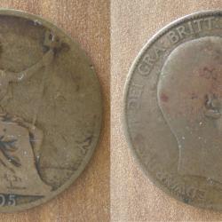 Royaume Uni 1 Penny 1905 Roi Edouard 7 VII Angleterre Piece