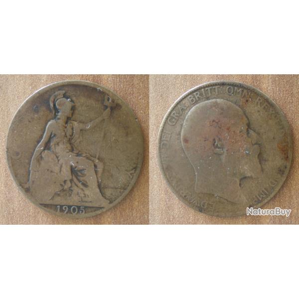 Royaume Uni 1 Penny 1905 Roi Edouard 7 VII Angleterre Piece
