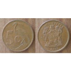 Afrique Du Sud 5 Cents 2000 en Afrikaner Au Dos South Africa Piece