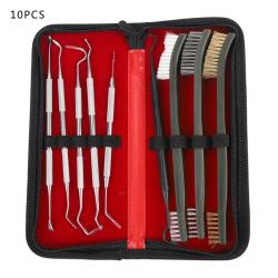 KIT DE NETTOYAGE TOUS CALIBRES - 3 BROSSES LAITON/ACIER/NYLON ET 6 CROCHETS