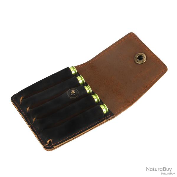 POCHETTE PORTE-CARTOUCHES EN CUIR TOURBON - NOIR - LIVRAISON GRATUITE