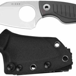 Couteau Kizer Nightjar Black Lame Acier AUS-10 Manche Alum Noir Etui Kydex KI1114A2
