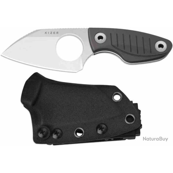 Couteau Kizer Nightjar Black Lame Acier AUS-10 Manche Alum Noir Etui Kydex KI1114A2