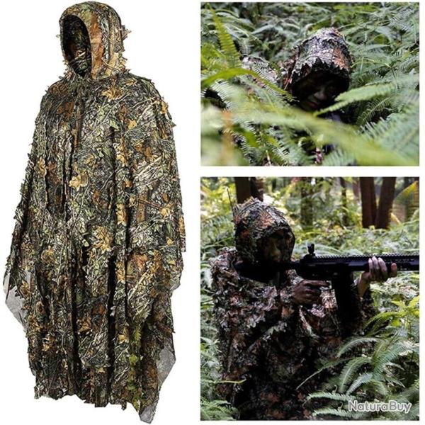 PONCHO CAMOUFLAGE 3D FOR�T EUROP�ENNE - LIVRAISON GRATUITE