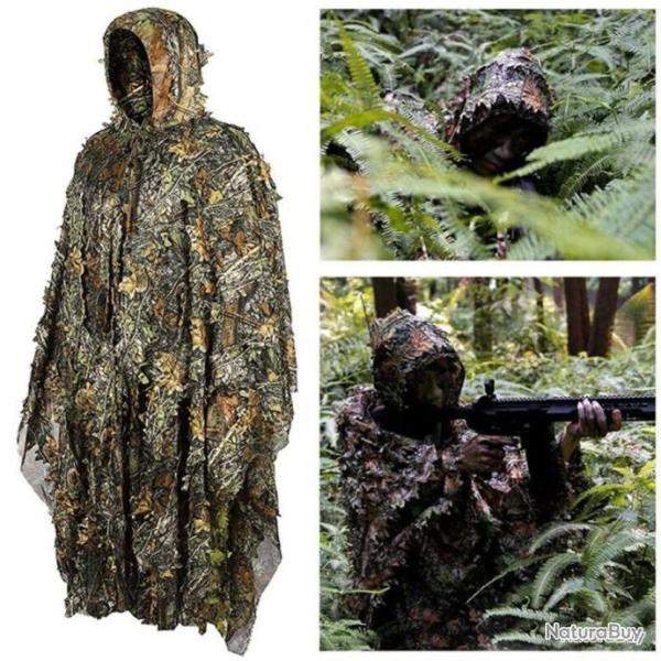 PONCHO CAMOUFLAGE 3D FOR�T EUROP�ENNE - LIVRAISON GRATUITE