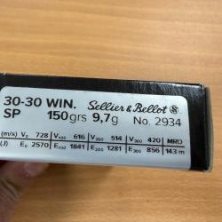 VENTE FLASH SELLIER BELLOT CAL 30X30 SP 9.7G VENDU PAR 2 BTES FRAIS DE PORT OFFERT