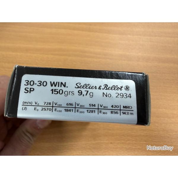 VENTE FLASH SELLIER BELLOT CAL 30X30 SP 9.7G VENDU PAR 2 BTES FRAIS DE PORT OFFERT