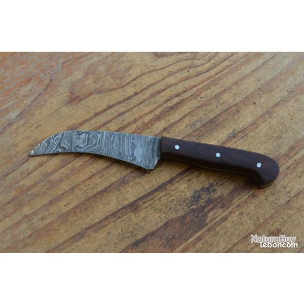Beau et Beau et tr�s solide couteau de cuisine Damas bois de noyer