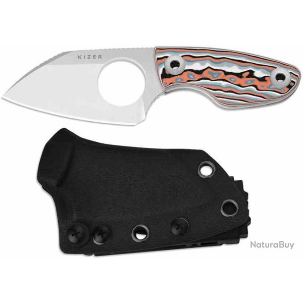 Couteau Kizer Nightjar Lame Acier AUS-10 Satin Manche Micarta Vortex Multicolore Etui Kydex KI1114A3