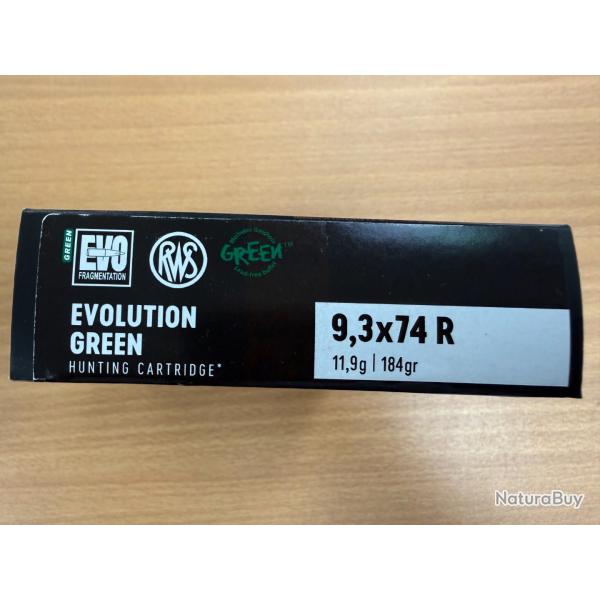 VENTE FLASH RWS CAL 9.3X74R EVO GREEN 11.9G VENDU PAR 2 BTES FRAIS DE PORT OFFERT