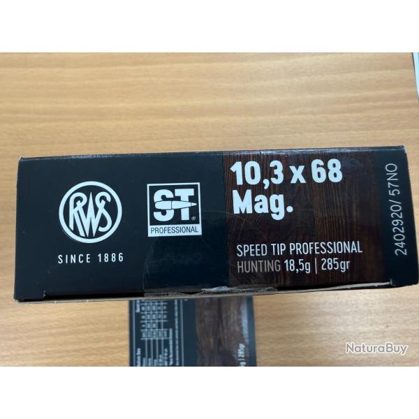 VENTE FLASH RWS CAL 10.3X68 ST 18.5G VENDU PAR 2 BTES FRAIS DE PORT OFFERT