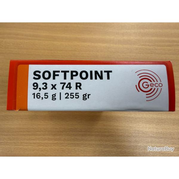 VENTE FLASH  GECO CAL 9.3X74R SOFTPOINT 16.5G VENDU PAR 2 BTES FRAIS DE PORT OFFERT