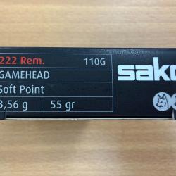 VENTE FLASH SAKO CAL 222  REM GAMEHEAD SOFT POINT 55GR VENDU PAR 2 BTES FRAIS DE PORT OFFERT