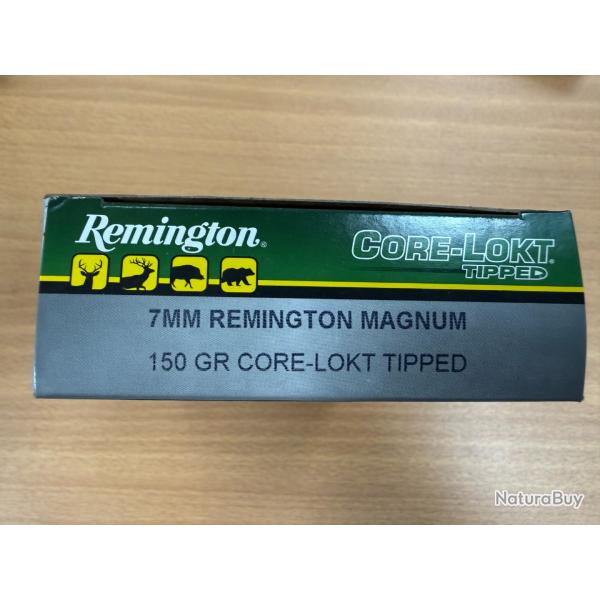VENTE FLASH REMINGTON CAL 7 REM MAG CORE-LOKT 150GR VENDU PAR 2 BTES FRAIS DE PORT OFFERT