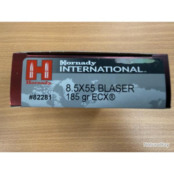 VENTE FLASH HORNADY CAL 8.5X55 BLASER 185 GR ECX VENDU PAR 2 BTES FRAIS DE PORT OFFERT