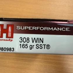 VENTE FLASH HORNADY CAL 308 WIN SST 165GR VENDU PAR 2 BTES FRAIS DE PORT OFFERT