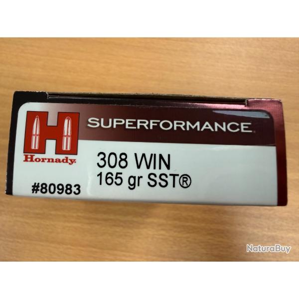 VENTE FLASH HORNADY CAL 308 WIN SST 165GR VENDU PAR 2 BTES FRAIS DE PORT OFFERT