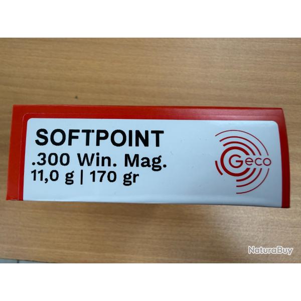 VENTE FLASH GECO CAL 300 WIN MAG SOFFPOINT 11G VENDU PAR 2 BTES FRAIS DE PORT OFFERT