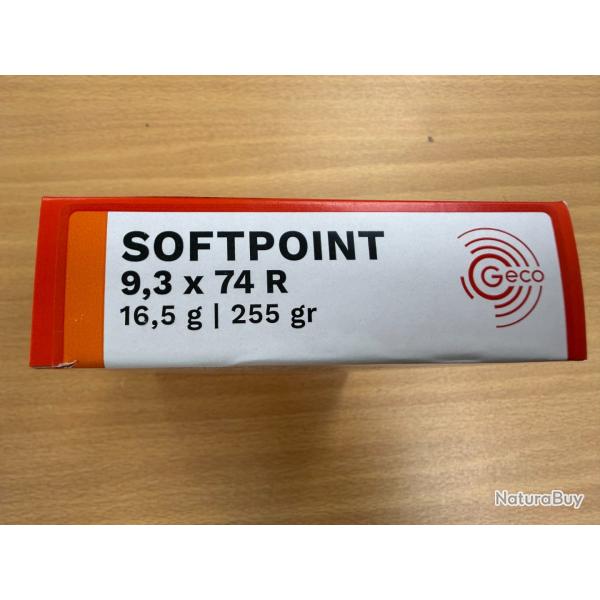 VENTE FLASH GECO CAL 9.3X74R SOFTPOINT 12.5G VENDU PAR 2 BTES FRAIS DE PORT OFFERT