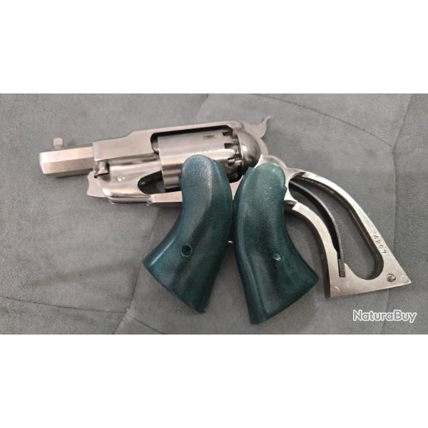 Belles plaquettes de crosse pour pietta 1858 Remington fa�on �meraude vertes paillett�es !