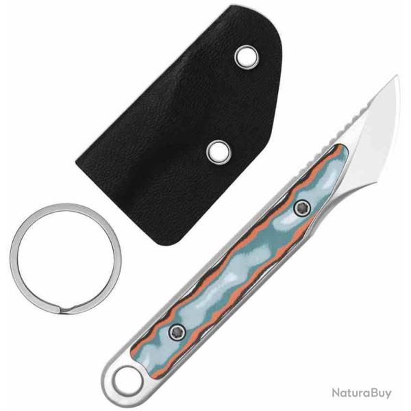 Couteau Kiridashi Kizer Cannoli Lame Acier AUS-10 Satin Manche Micarta Vortex Etui Kydex KI1089A1