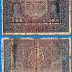 Pologne 5000 Marek 1920 Grand Billet Europe Centrale Zlotych Mareks