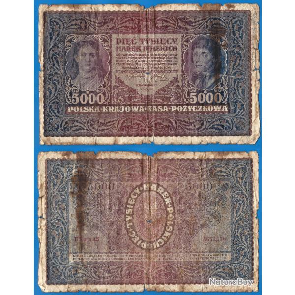 Pologne 5000 Marek 1920 Grand Billet Europe Centrale Zlotych Mareks