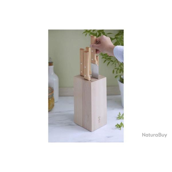 Bloc � couteaux Opinel Parall�le - Bois de h�tre - 5 pi�ces