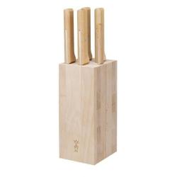 Bloc de couteaux garni Opinel en bois de h&ecirc;tre - 5 couteaux de cuisine
