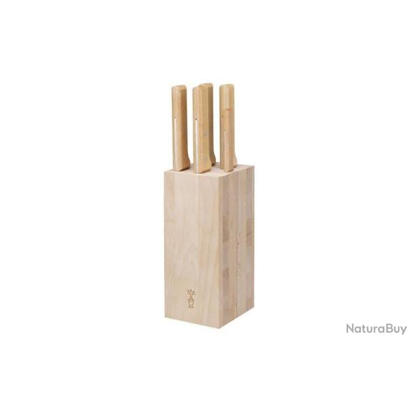 Bloc de couteaux garni Opinel en bois de h�tre - 5 couteaux de cuisine
