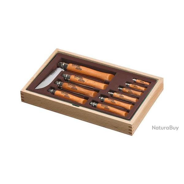 Opinel Vitrine ou Ramasse-monnaie, 10 Couteaux Carbone