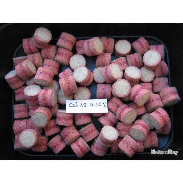 100 bourres grasses  feutre rose li�ge feutre rose cal 12 hauteur 16 mm