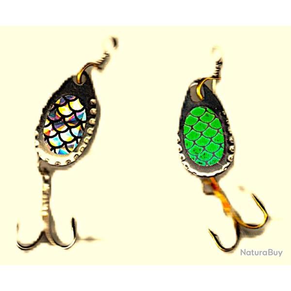 2 Cuillers tournantes pour truites, perches et autres carnassiers -2.50 gr. - CT-427