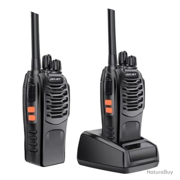 Talkie Walkie 446 MHz 16 Canaux 2pcs Rechargeable IP65 Torche Ecouteur V�lo Chasse P�che Randonn�e