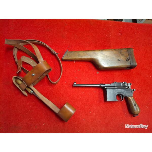 MAUSER C96 CAL : 7.63 MAUSER EN EXCELLENT ETAT + CROSSE + SANGLE + 50 BALLES OFFERTES